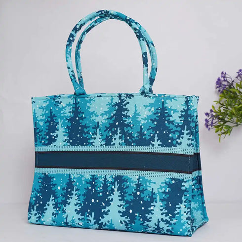 Customized Christmas Tree Printed Box Tote Bag